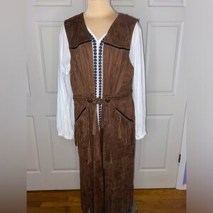 Voice of California Faux Suede Fringe Maxi Vest XL Boho Western